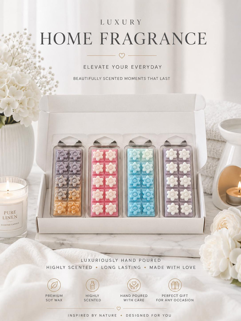Perfume Inspired Wax Melt Snap Bar Gift Box | Luxury Soy Wax Melts | Handmade Home Fragrance UK | Gift For Her | New Home Gift