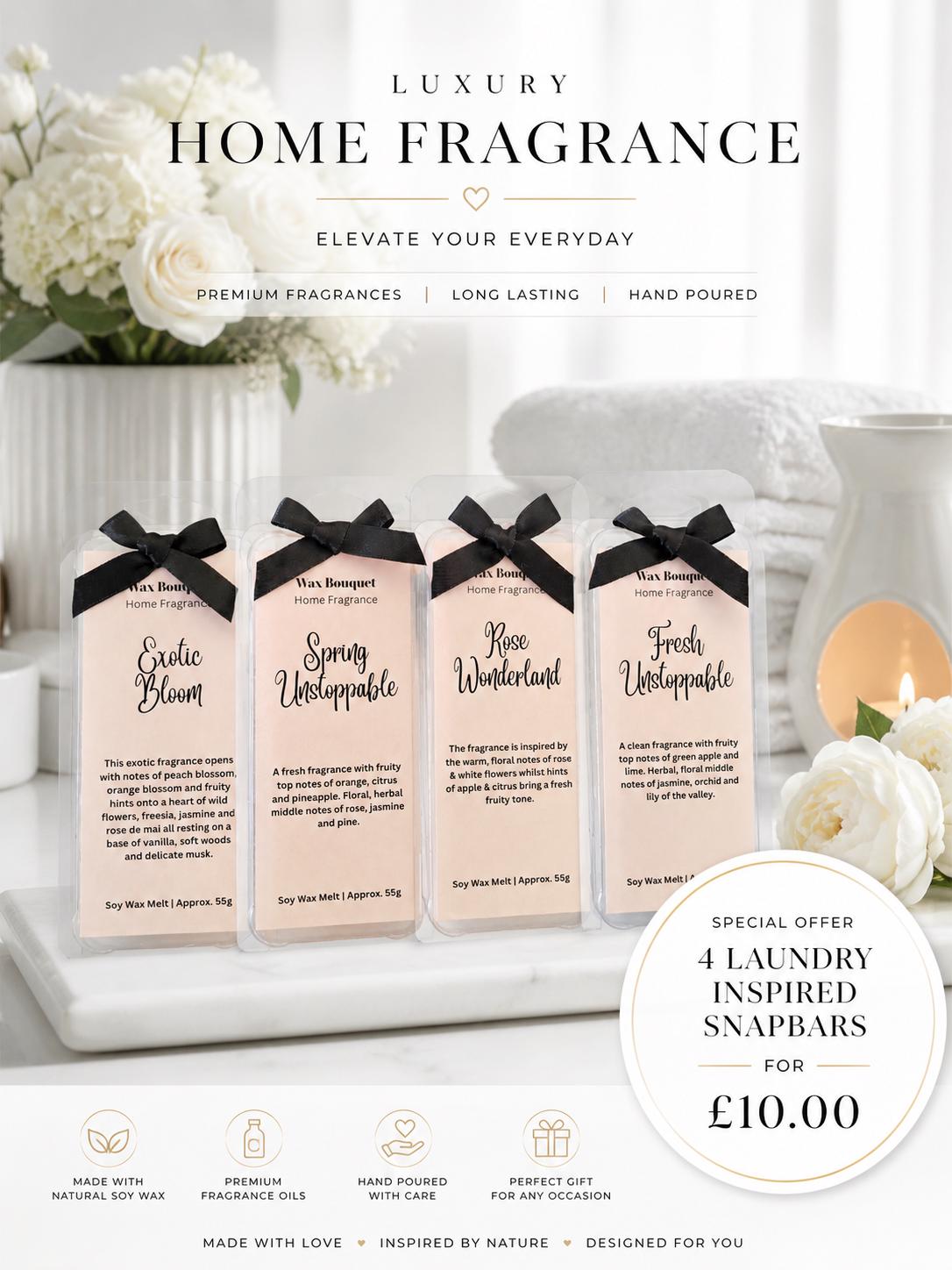 Laundry Scented Wax Melts Gift Box | Handmade Soy Wax Snap Bars | Luxury Home Fragrance | Handmade UK Soy Wax Melts