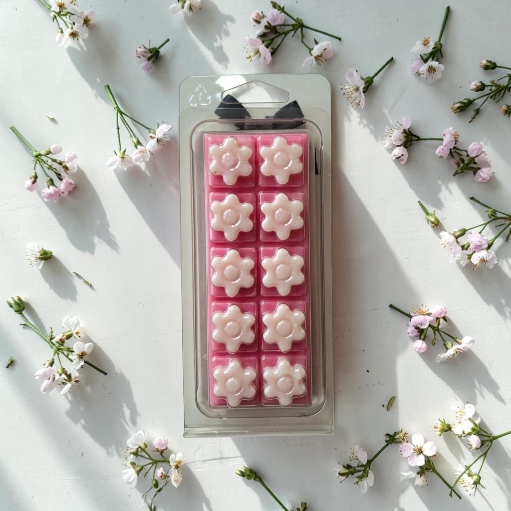 Rhubarb and Rose Soy Wax Melt Snap Bar, Flower Shape, Highly Fragranced, Handmade in the UK, Soy Wax Melts, Gift for her