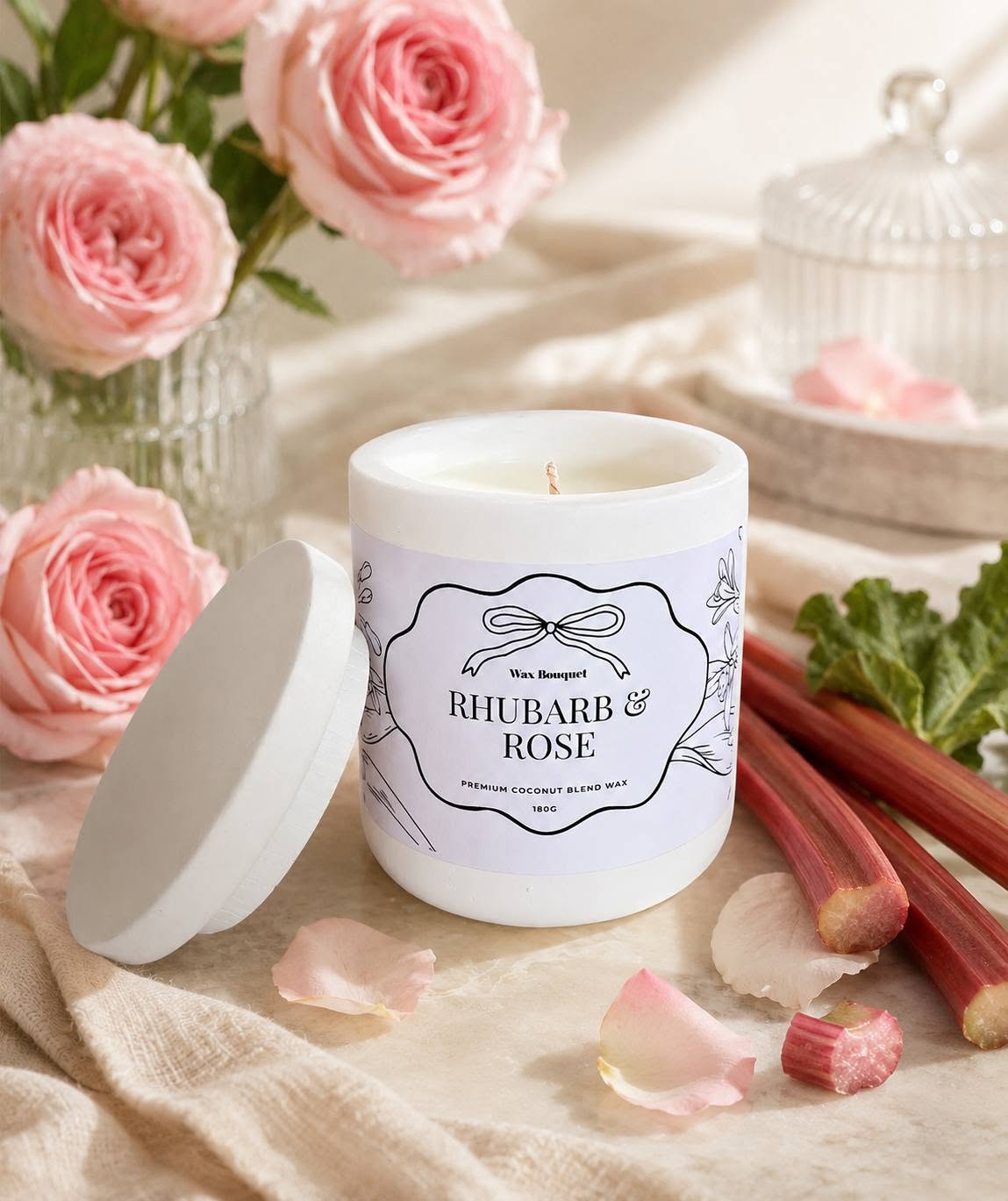 Rhubarb & Rose Scented Candle