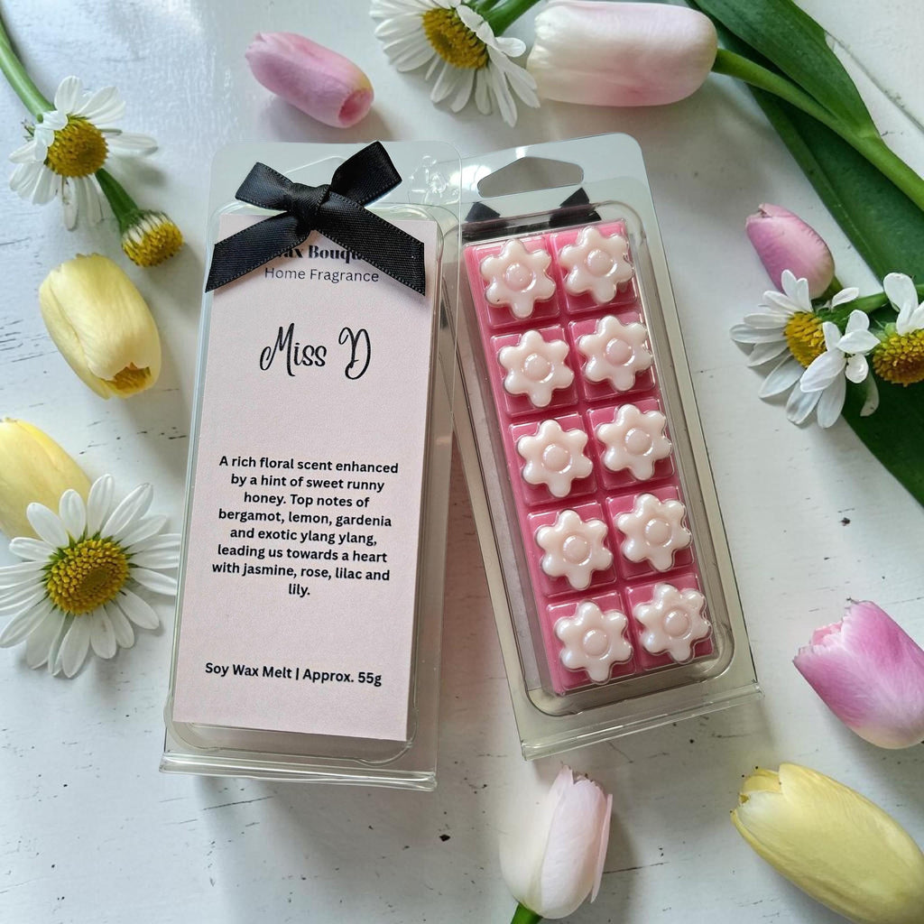 Miss D Flower Shape Wax Melt Bar, Perfume Inspired Soy Wax Highly Scented UK Scotland