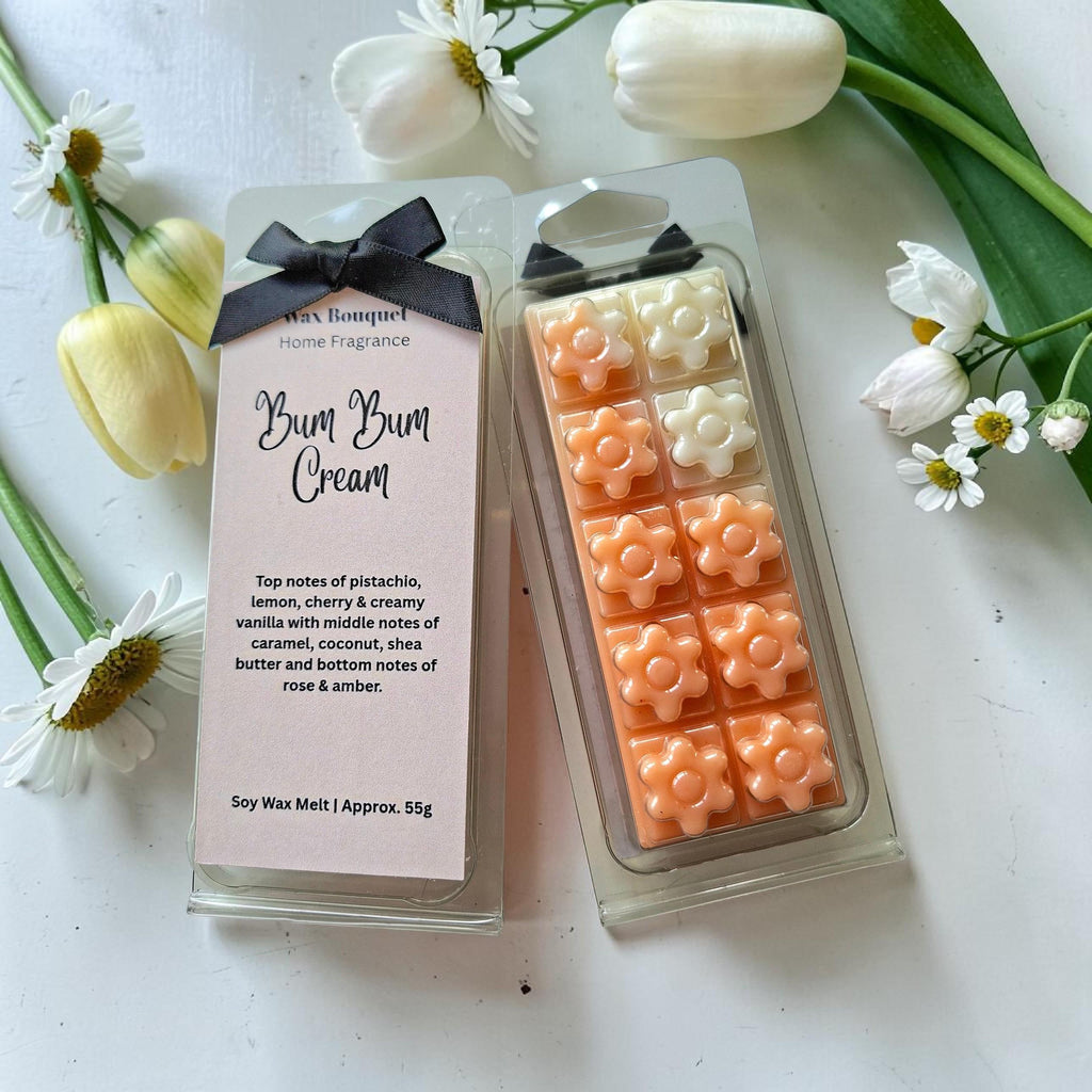 Bum Bum Cream Wax Melt Snap Bar | Coconut and Shea Butter Scent | Handmade Soy Wax Melts UK | Tropical Fragrance | Gift for Her | Home Scent