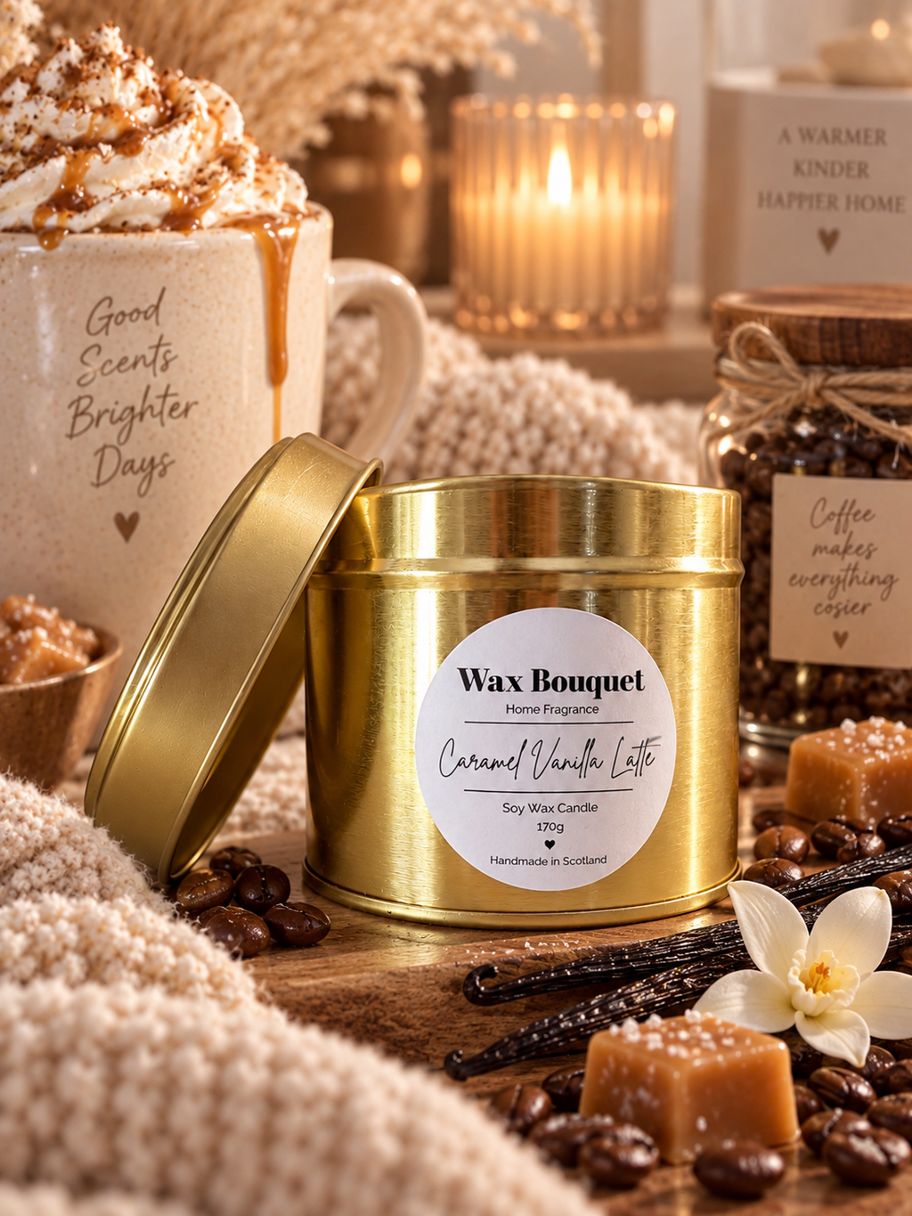Caramel Vanilla Latte Scented Candle