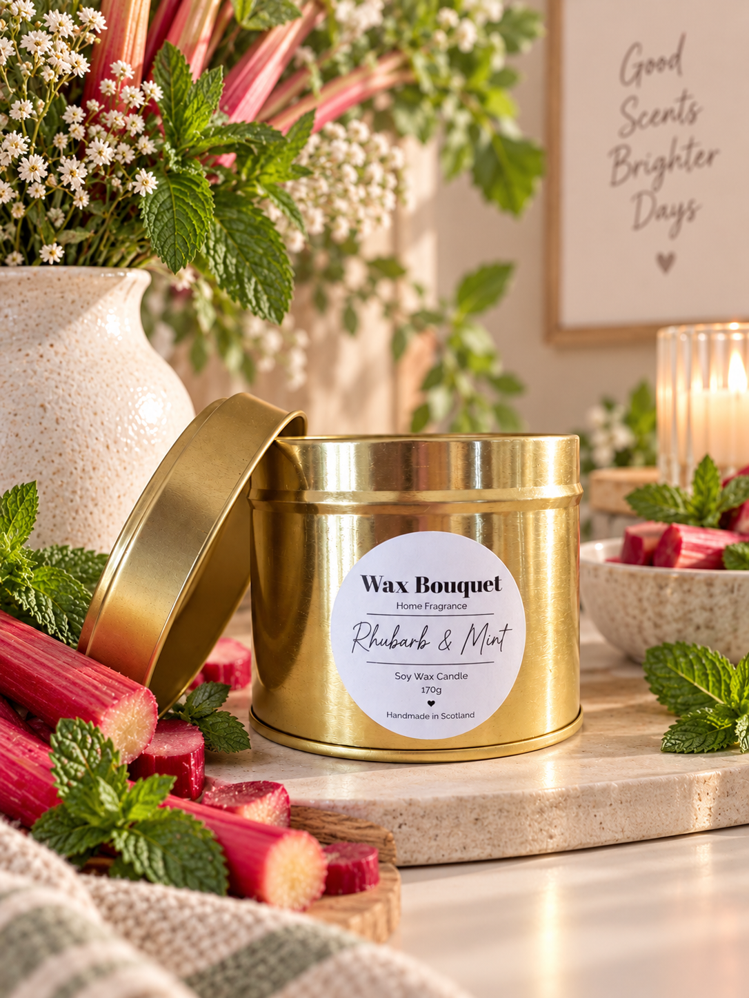 Rhubarb & Mint Scented Candle