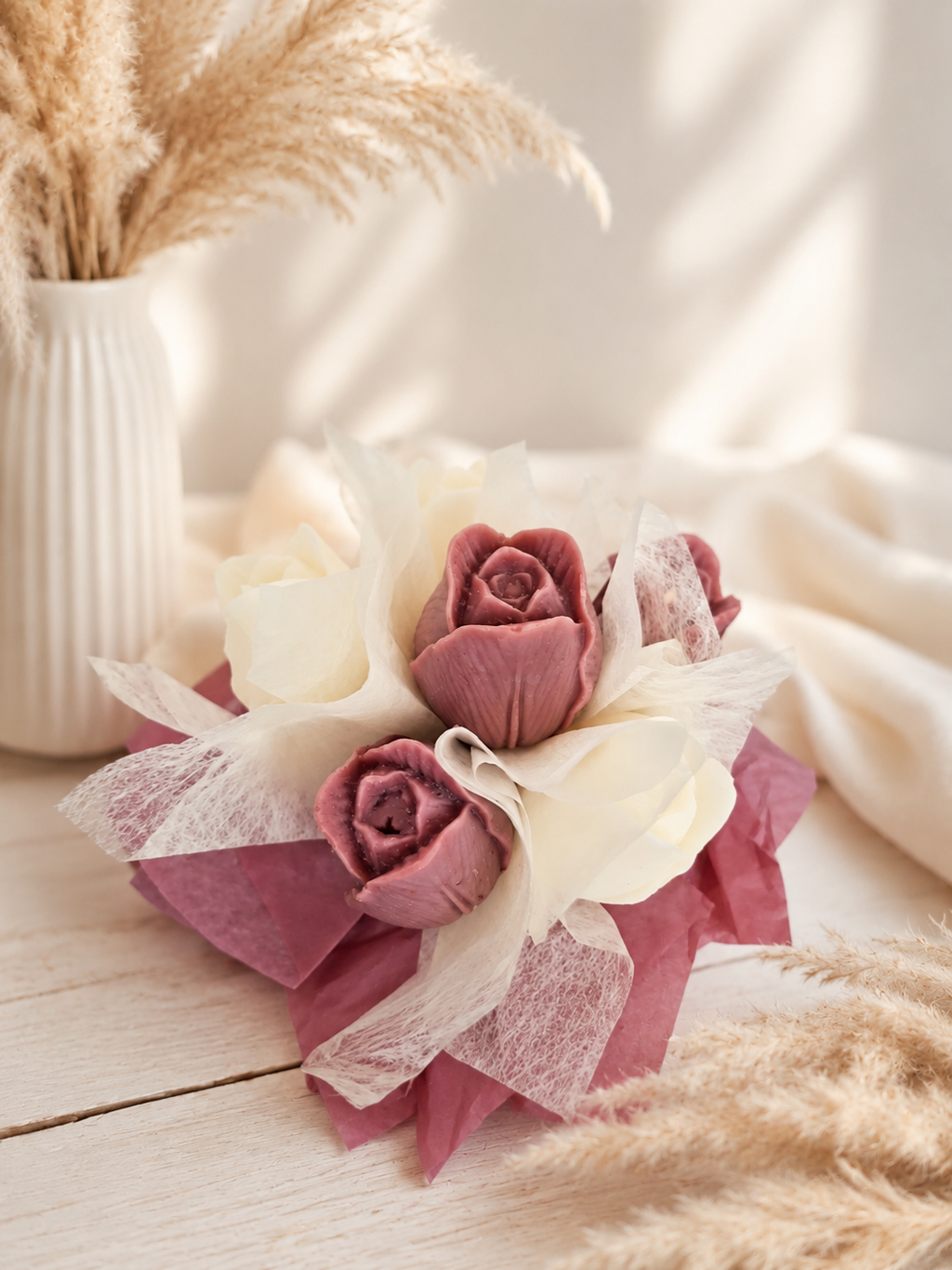Mini Dark Red & White Wax Melt Bouquet