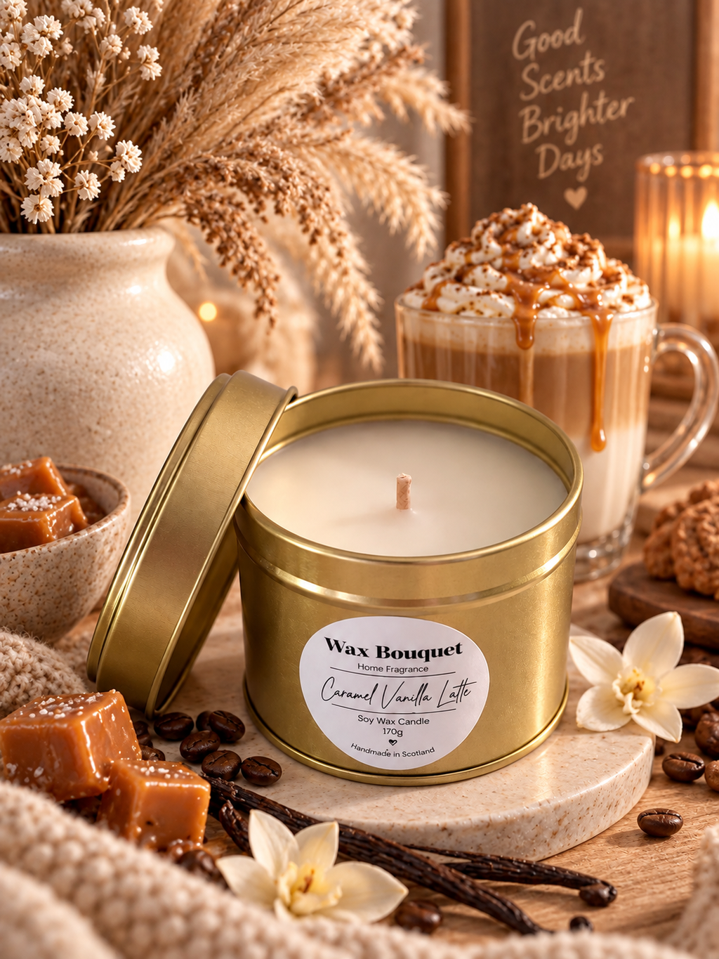 Caramel Vanilla Latte Scented Candle