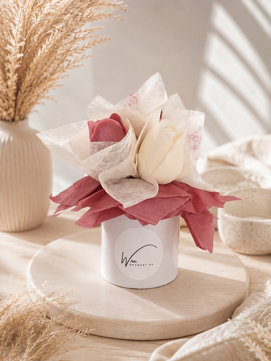Mini Dark Red & White Wax Melt Bouquet