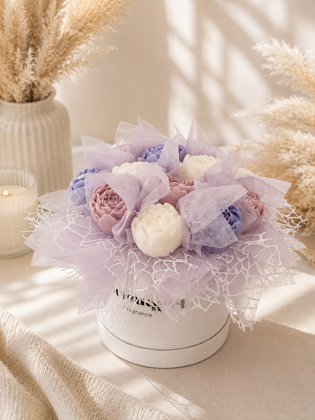 Purple & White Peony Wax Melt Bouquet