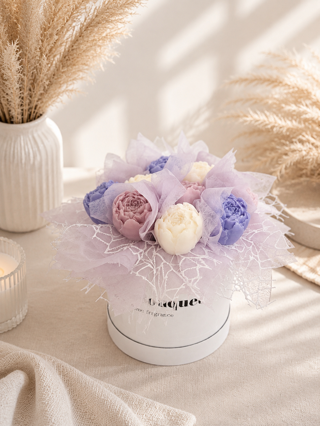 Purple & White Peony Wax Melt Bouquet